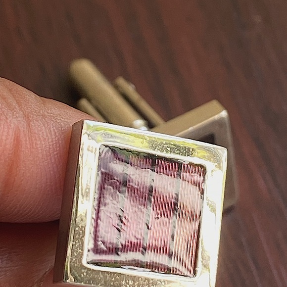 Satya Paul Burgundy Stripe cuff links - Picture 3 of 4